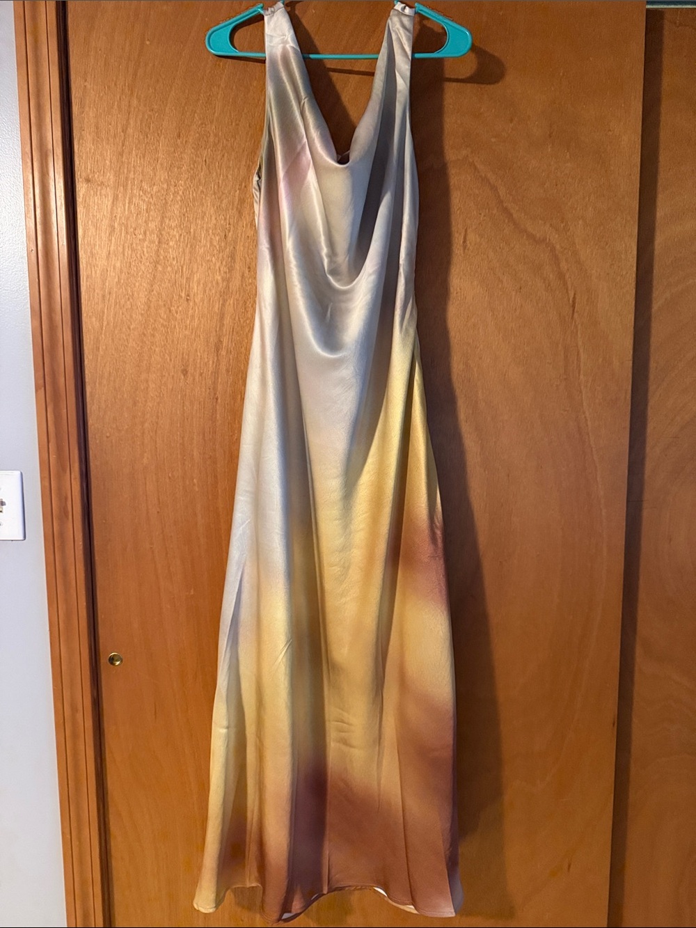 12th Tribe Champagne Ombre Satin Cowl Maxi Dress